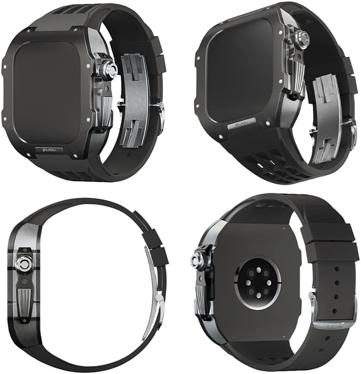 AEMALL LUXURY WATWER, za Apple Watch 8/7 / serija Titanium Case + Fluororbubber luksuzni sat za sat za iWatch 45mm Watch Band Retrofit komplet Nadogradite sat i futrolu