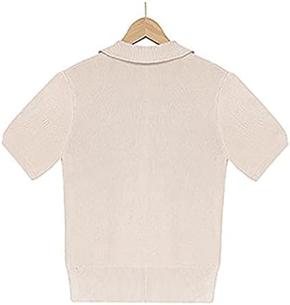 Ženski ljetni vrhovi modni rever V izrez Solid boja majica s labavim casual kratkim rukavima pulover