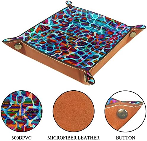 Kožna posuda za valet, ležište za dickanje preklapanje kvadratnog nosača, obrub Organizator za promjenu ključa za novčiće, obojeni