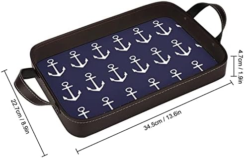 Nautička mornarica Plavo sidro za sidro organizatoru za posluživanje posluživanja sa ručkama Dekorativna pladanj za kućnu kuhinju