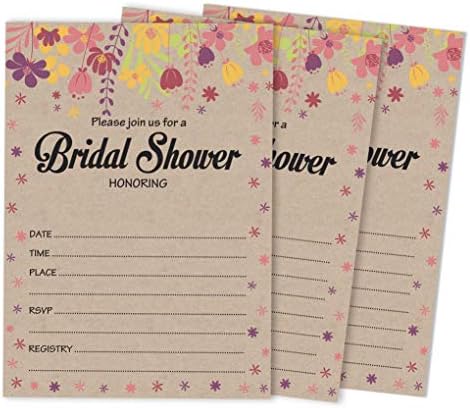 InkDotpot 30 Bridalni tuš pozivnici Rustikalni kraft cvjetni stil vjenčanja poziva prazne pozive