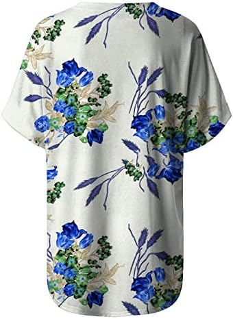 Ženske ljetne kratke rukave Dressy Casual V-izrez majice sa printom od perja labave kroje slatke bluze za posao