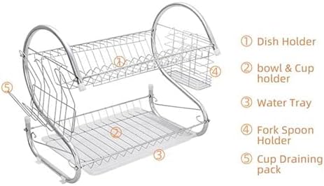 XYYSSM multifunkcionalni S-oblika dvoslojne posude & jela & štapići za jelo & kašike kolekcija polica Dish Drainer uštedu prostora
