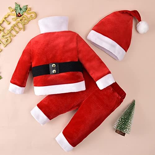 Minifeiko Baby Santa Outfit Novorođenčad i djevojka Božićne odjeće Godine Velvet Momper s dugim repom Santa Claus Hat