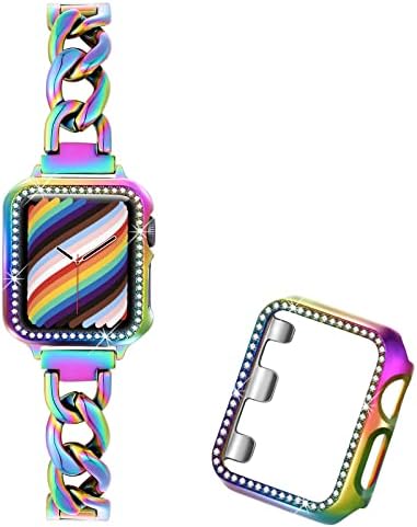 Dilando tanko Bling Metal Starlight Band Kompatibilan je sa Apple Watch-om 38 mm i Rainbow lančani pojas Kompatibilan je za IWATCH opseg 38mm