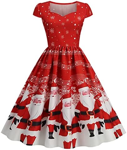 Wytong božićne haljine za žene Vintage haljina krznena ljuljačka haljina dugih rukava večernja haljina