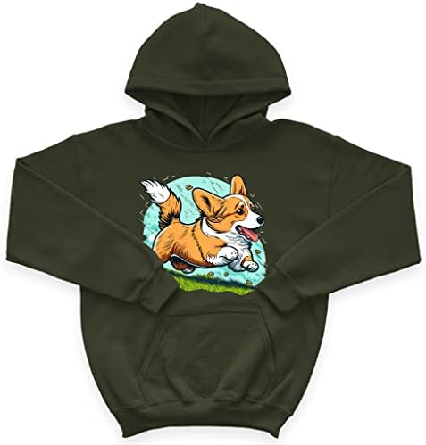 Running Corgi Kids 'Spužva Fleece Hoodie - slatka dječja kapuljača - Grafički kapuljač za djecu