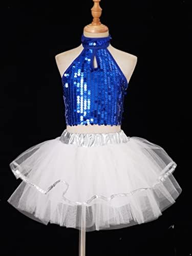 Agoky Kids Girls sjajne baletske plesne haljine Jazz latino Moderni plesni odijelo Stage Performance Kostim plesna odjeća Aktivna odjeća
