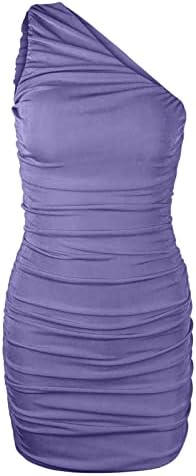 Ženska mini haljina seksi - Ruched Bodycon haljina za žene jedna ramena haljina za žene plus veličinu