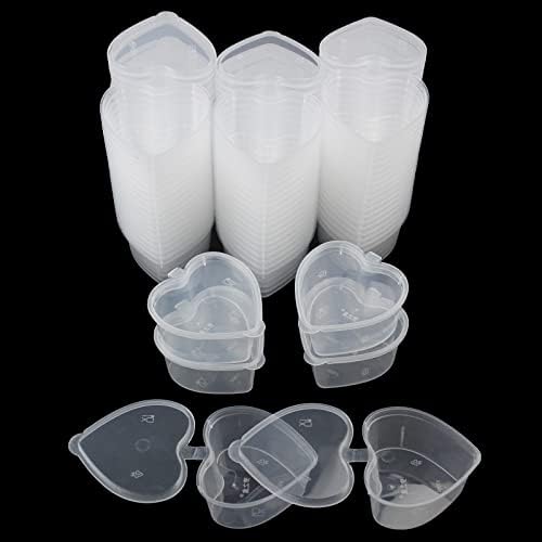 LJY 60 komada mini srčane oblikovane čiste plastične kutije za spremanje sa šarkama sa šarkama