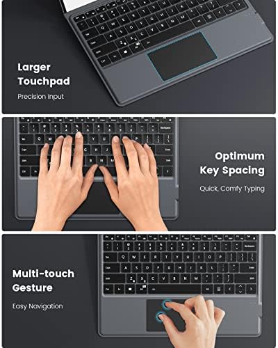 Moko Case wtih tip Cover Fit Microsoft Surface Pro 8 2021, Bežična Bluetooth Tablet Tastatura sa Trackpadom, LED pozadinskim osvjetljenjem