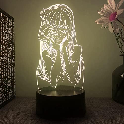 BUCROS Anime Junji Itoeed 3d noćno svjetlo za fanove 16 boja Decor Illusion LED lampa sa daljinskim upravljačem, Manga Junji Ito slika