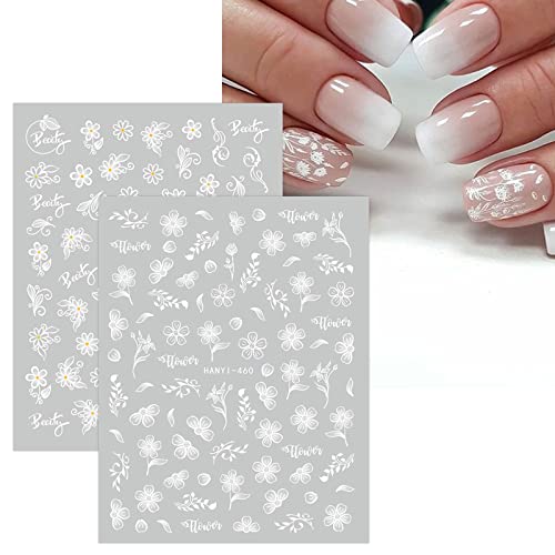 JMEOWIO 12 listova proljeće bijeli cvijet naljepnice za umjetnost noktiju naljepnice samoljepljive Pegatinas Uñas ljetni leptir list cvjetne potrepštine za nokte Nail Art dizajn dekoracija dodatna oprema