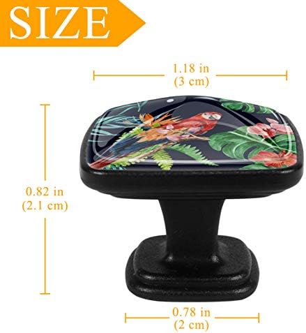 Dugmad za ormare papagaj ostavlja cveće dugmad za fioke crni nameštaj dugmad za hardver od kristalnog stakla moderna dugmad za kuhinjsko kupatilo 4 kom 1, 18x0, 82x0, 78 in
