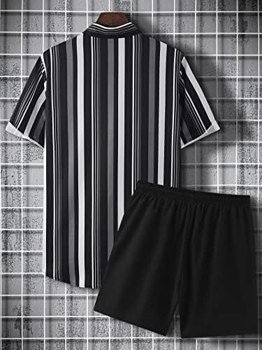 Milumi Muška 2pcs Outfit Colorblock Striped gumb niz košulju i kratke hlače