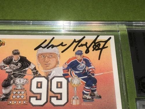 Wayne Gretzky potpisao 1991-92 Gornja paluba br. 38 Beckett Ocjenjivani u ploči 10 - Hokej na hokeju autogramiranih rookie kartica