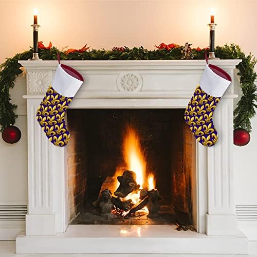 Merdi Gras Fluer uzorak personalizirani božićni čarapa Xmas kamin Porodični zabava Viseće ukrase