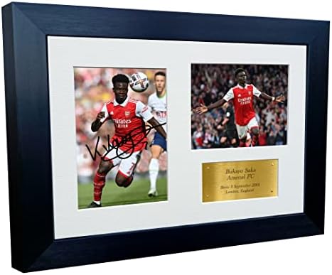 2022/23 Bukayo Saka Arsenal sa trostrukim autogramom potpisan 12x8 A4 foto foto okvir za slike fudbalski fudbalski Poster poklon g