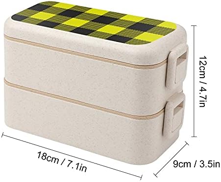 Žuta i crna provjerena Ispiši sve u jednoj bento kutiji za odrasle / djecu ručak kutija za ručak komplet za pregrade