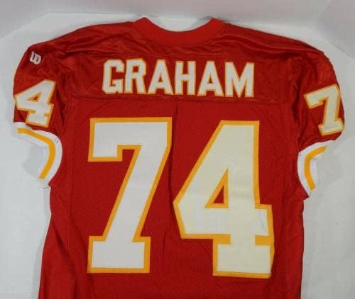 1994 Kansas Chiefs Derrick Graham 74 Igra Izdana crvena dres 75th zakrpa 4 - nepotpisana NFL igra rabljeni dresovi