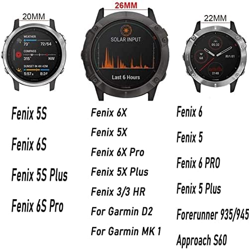 Eidkgd 26 20 22mm Silikonski remen za brzo puštanje kaiševa za Garmin Fenix ​​7x 6x sat Easyfit ručni nosač