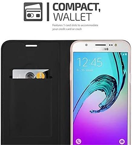 Cadorabo futrola za knjige kompatibilna sa Samsung Galaxy J7 u Otmjenoj crnoj boji - sa magnetnim zatvaračem, funkcijom postolja i utorom za kartice-novčanik Etui Cover torbica PU Leather Flip