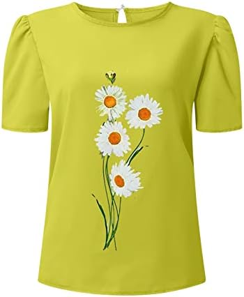 Odjeća za vježbanje Željeza sa preklopom kratkih rukava Clot Clot Flower Print majica TOP Ležerne majice Tee bluza