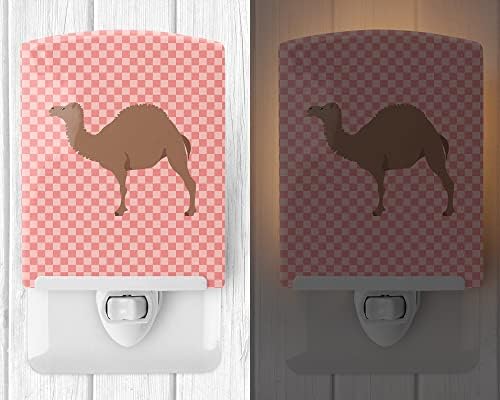 Caroline's Treasures BB7819CNL F1 Hybrid Camel Pink Check Ceramic Night Light, kompaktan, ul-certificiran, idealan za spavaću sobu,