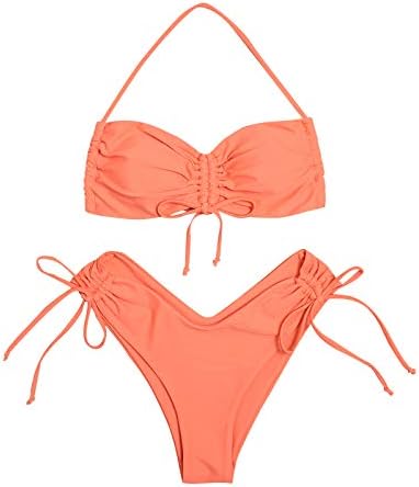 Theng bikini kupaći kostimi za žene Halter Solid Boja kupaći odijela Ruched čipka Up Brazilski tužbu za kupanje s dnom