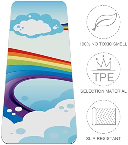SDLKFRELI 6mm Extra Thick Yoga Mat, Rainbow Clouds Sky Print Eco-Friendly TPE vježbe Mats Pilates Mat sa za jogu, trening, Core Fitness i podne vježbe, muškarci & žene