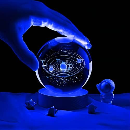 Galaxy Light, 3,15 inča 3d Solarni sistem Crystal Ball noćno svjetlo, 16 promjena boje Galaxy Glass Ball svemirska lampa sa daljinskim upravljačem LED drvena baza, astronomski pokloni za djecu, dječake i djevojčice