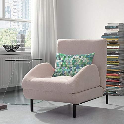 AOYEGO mozaik jastuk za bacanje 12x20 inča zelene plave bijele kvadrate Geometrijske kocke zidni pravokutni jastuk kućni ukrasni poklopac jastuka od pamuka za kauč na kauču