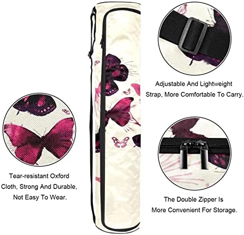 Torba za jogu, leptiri Pink Exercise Yoga Mat Carrier full-Zip Yoga Mat torba za nošenje sa podesivim remenom za žene i muškarce