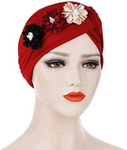Kapa za glavu kapa kapa za žene, Žene čvrsti cvjetni šešir muslimanska Turban kapa sa volanima bejzbol kape Hard Pass šešir