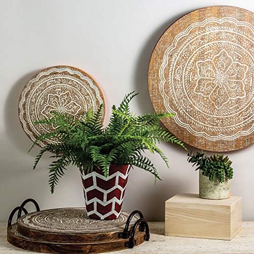 Nagibi dom i vrtni set od 2 rustikalnog drveta Henna uzorak ukrasne ladice s metalnim ručkama, 70, smeđi, bijeli