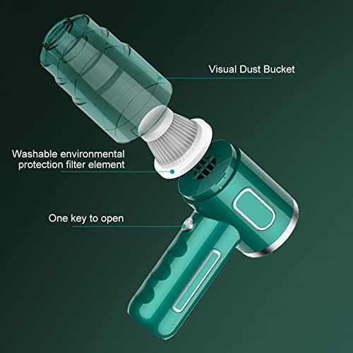 Leefasy Ručni vakuumski usisivač za usisavač za pranje automobila Snažni usisni auto pribor za ručni vakuum za uredsko vozilo, zeleni dvostruki filtri