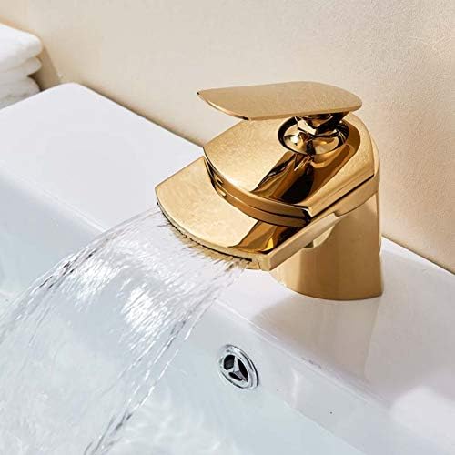 Chen Kuhinjska slavina Zlatni vodopad slivo za sudopere za sudopere za sudopere za palub GOLGEN MLASS HOT HLADNO HLADNJA slavina za kupatilo Kromirani sudoper Taning Dodirnite