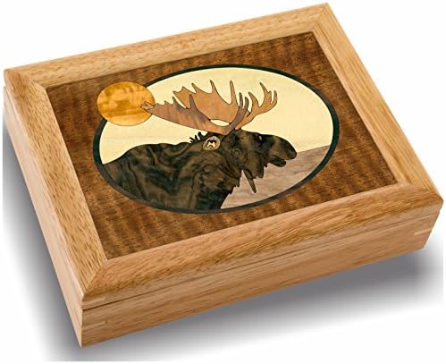 Marqart Moose Head Wood Art Trinket nakit kutija i poklon - Ručno rađena SAD - neuključena kvaliteta - jedinstvena, ne dva su ista - originalni rad drvene umjetnosti