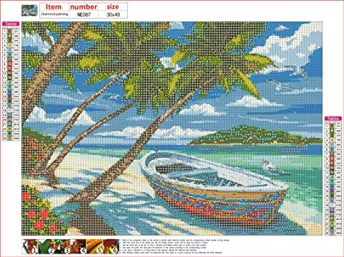 Nalik dijamantski setovi za slikanje na plaži ispod kokosovog drveća Boja s dijamantima Kit Kompletna bušilica Diamonds Art Kit za djecu Odrasli, 12 × 16 inča