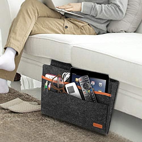 Simboom Felt Bedside Storage torba sa džepovima, konfiguralni kauč na razvlačenje za kauč na kauču za telefon, časopise, tablet, daljine - tamno siva