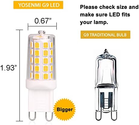 Yosenmi G9 LED sijalica 4W, 40W ekvivalentna halogena sijalica, 6000k dnevna Bijela, 120v G9 osnovna sijalica koja se ne može zatamniti,