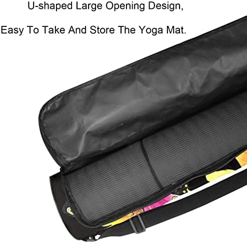 RATGDN Yoga Mat torba, leptir preko cvijeća Vježba Yoga Mat Carrier full-Zip Yoga Mat torba za nošenje sa podesivim remenom za žene