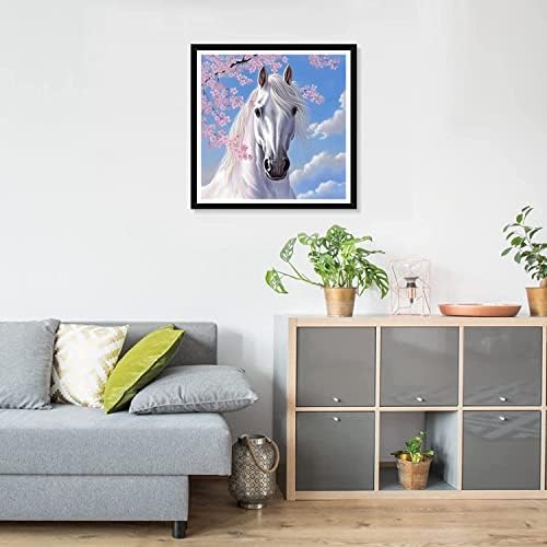 Pametlo 5D setovi za slikanje za odrasle konj, okrugla puna brilijana diamond art trešnja cvjetaju slike s dijamantima, DIY CROSS