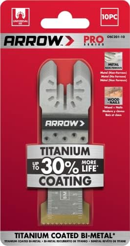 Arrow OSC201-10 Titanijumski obloženi sečivi za osciliranje metala za metal, drvo, drvo sa noktima, PVC, suhozid, univerzalno, odgovara