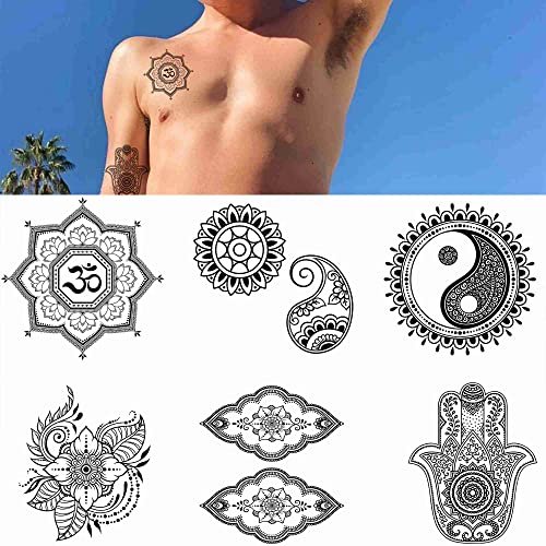 6 listova Privremene tetovaže Žene Muškarci Odrasli cvjetni Djevojka Party favorizira Lotusovu karoseriju rukav mandala lažne tetovaže