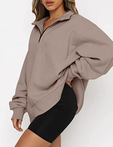 EFAN Womens Oversized half Zip pulover duks sa dugim rukavima Quarter Zip trendi dukserica Ouffits tinejdžerke padaju Y2K Odjeća