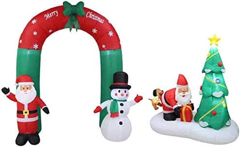 Two Christmas PARTY DECORATIONS BUNDLE, uključuje 8 stopa visok osvijetljeni Božić na naduvavanje Santa Claus i snjegović Archway,