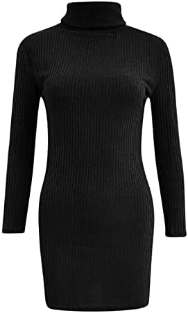 Xinshide džemperi za žene Čvrsta boja dugih rukava duks duks lagani mekani casual kabelski pleteni mini haljina