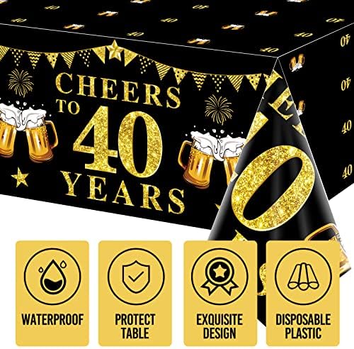 3 pakovanja crnog zlata ukras stolnjaka za 40. rođendan za muškarce žene, živjeli do 40 godina pokrivač stola potrepštine za zabavu,