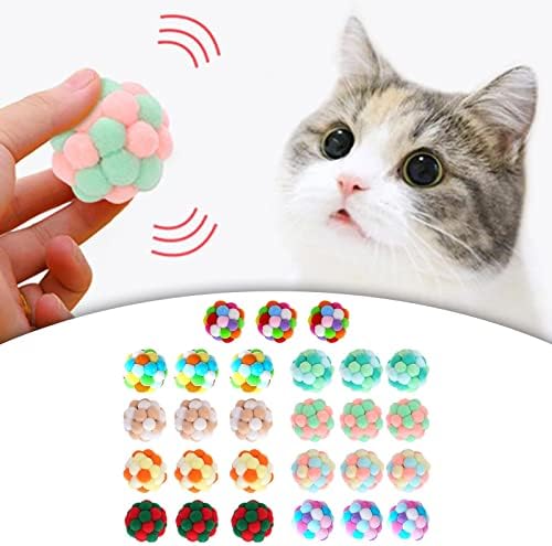 Petsola 27pcs šarene mačke kuglice Chirping kuglice Smiješne zvukove Rolling Ball ugrađen u zvona meke interaktivne mačke igračke za unutrašnje mačke Kitten Kitten Kitty Kitty